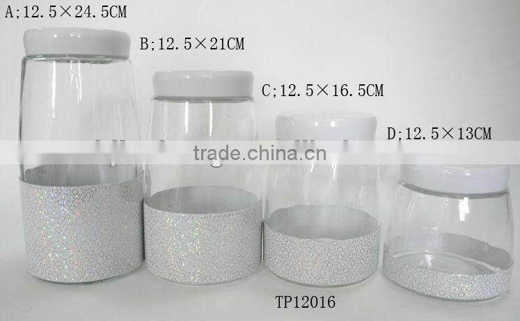fashion semilucent spraying plastic cylinder glass food storage jars