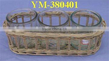 handmade willow candle holder with two ears