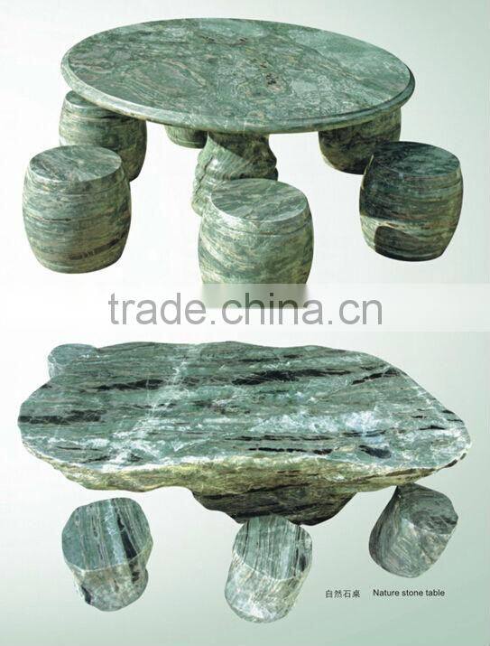 Garden Furniture Stone Table & Chair Polished Surface Multi Dragon Marble Stool Chair