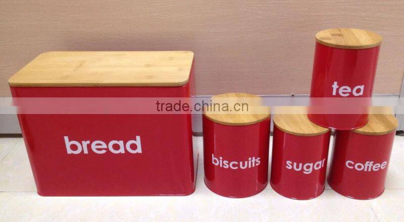 New Bread Box and Canister Set with Bamboo Lid