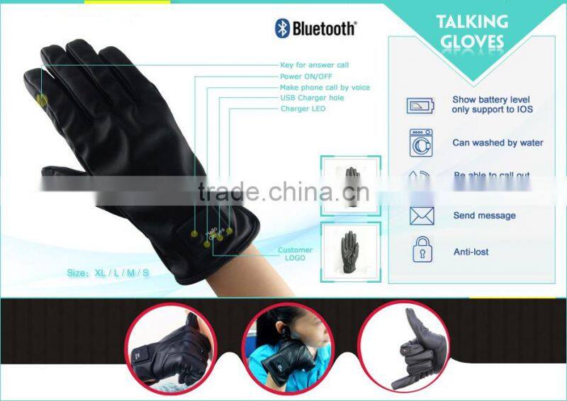 Bluetooth Talking and Touch Screen Hello Leather Gloves