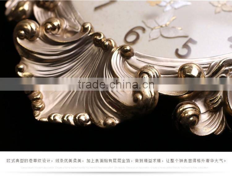 M0019 Momoda Living room Creative fancy elegant 3D flower wall clock Quiet quartz home decoration gold silver art wall clock
