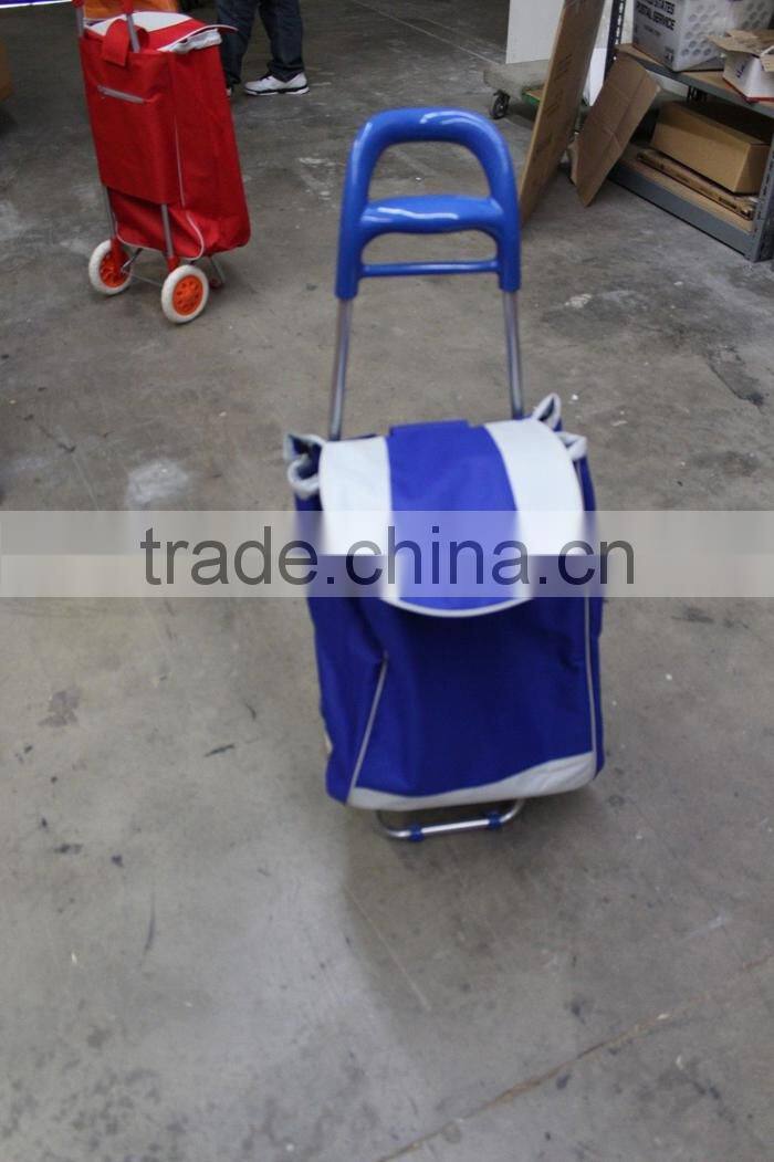 Household Essentials Rolling Shopping Cart with Royal Blue Bag