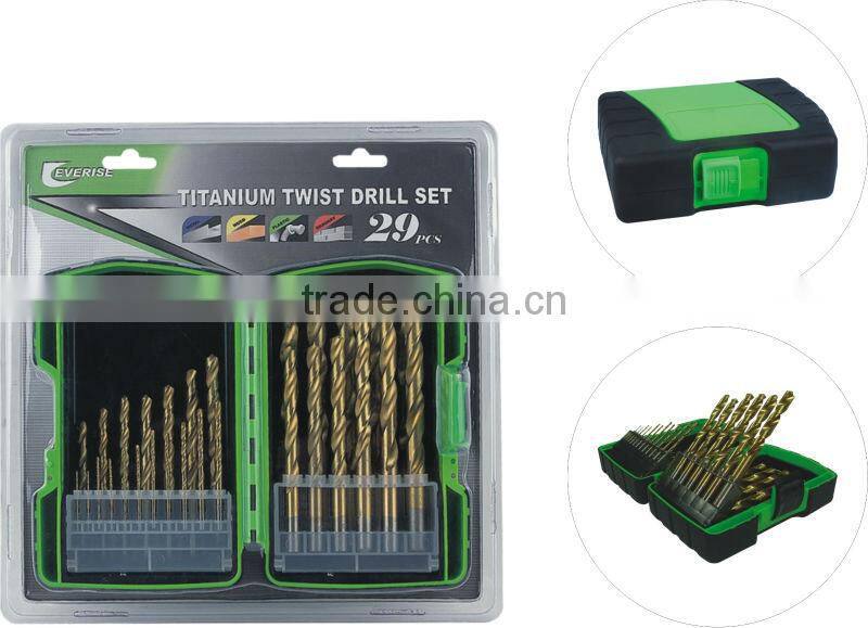 29pcs HSS metal drill bit set in plastic case
