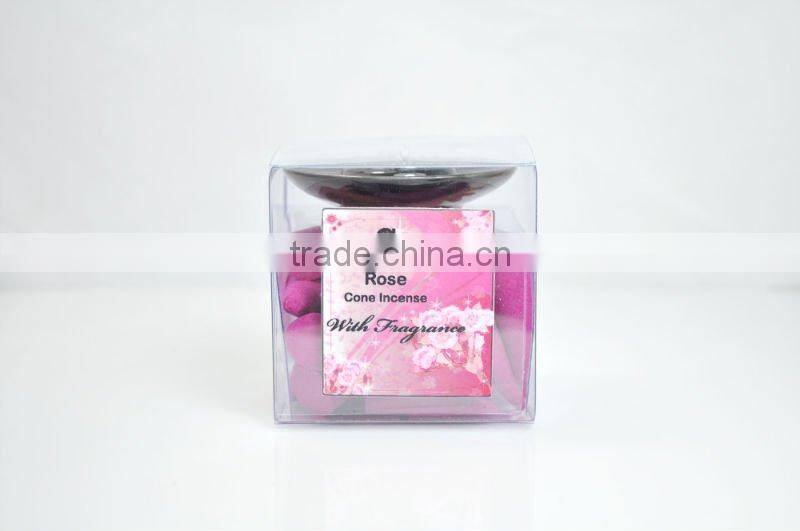 selectable scent cone incense with ceramic holder,cone incense holder,different colours incense cone