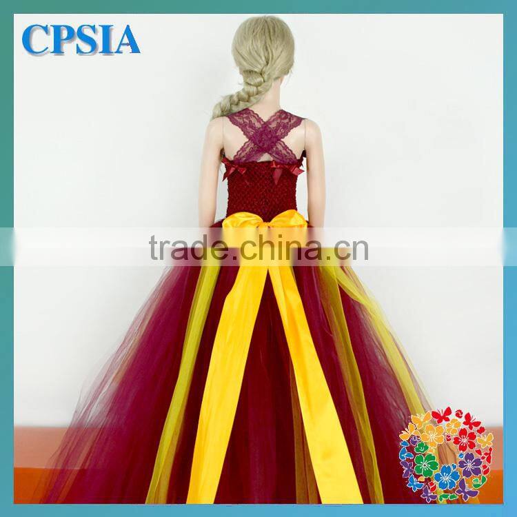 Fancy Formal Scarlet Color Tulle Dresses For Baby Girls Wedding Dress Birthday Tutu Dress For Baby Girl with Crochet Top