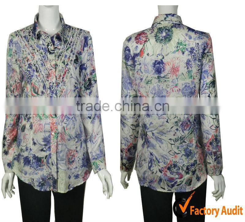 2013 flower print blouses latest design