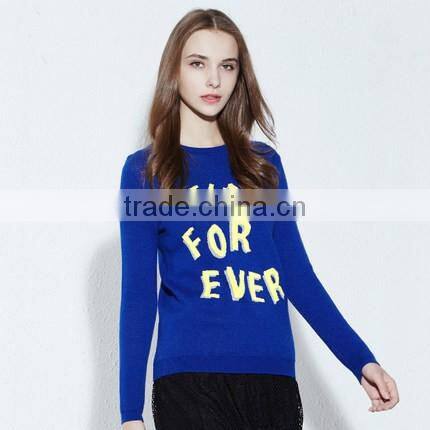 latest design ladies sweater printing woman knitted sweater