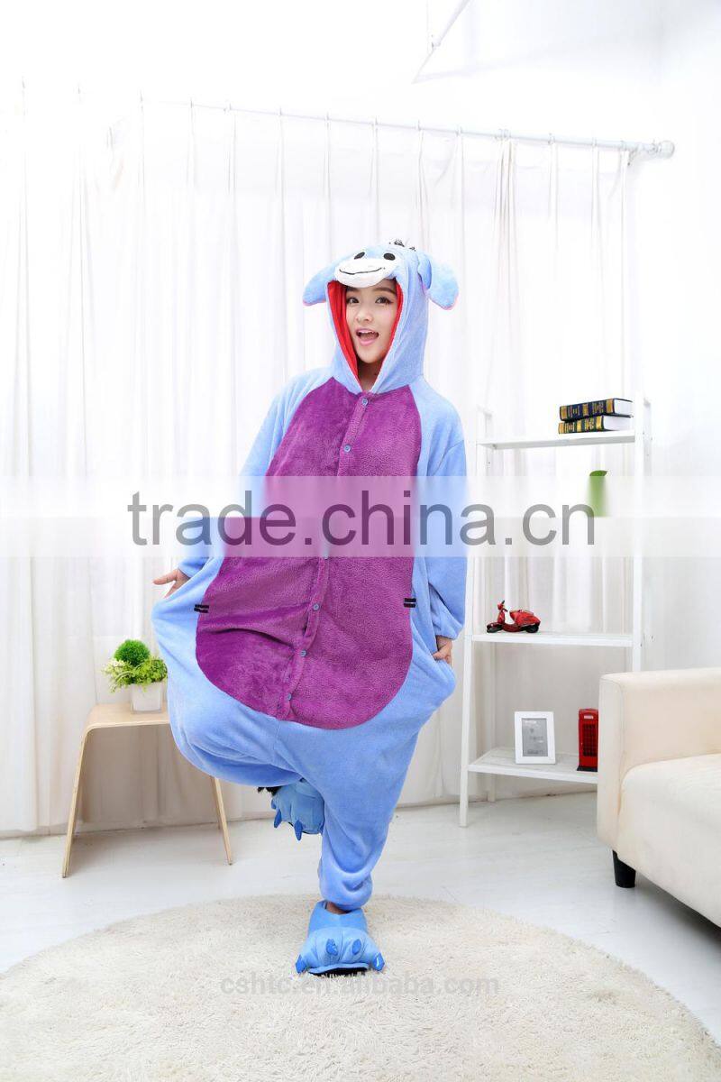 flannel cartoon adult animal jumpsuit animal pajamas jumpsuit donkey design