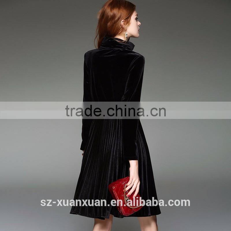 Hot selling hig-end black long dress for ladies2016