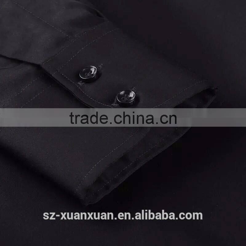 High-quality black mandarin collar slim fit men shirt 2016