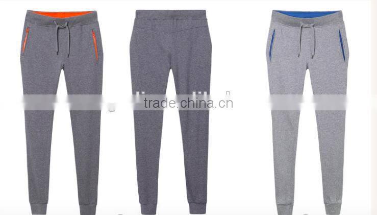 Custom cotton men's fashionable jogger pants with zipper and logo printed sport wear
