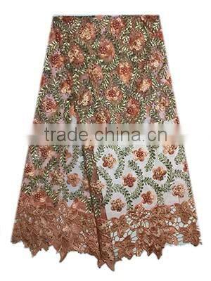 Fashiuonable African women wedding dress lace sequined tulle lace with stones FL1394