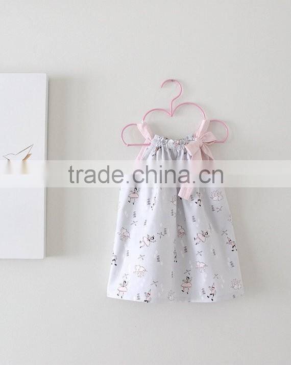 Hot sale baby girl 2017 new summer clothes children boutique printing wholesale cheap blue wave point kid girl child dress