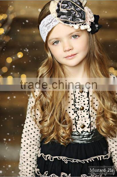 2015 fashion kids wear ruffle cotton outfits sets fancy clothes wholesale children clothing set