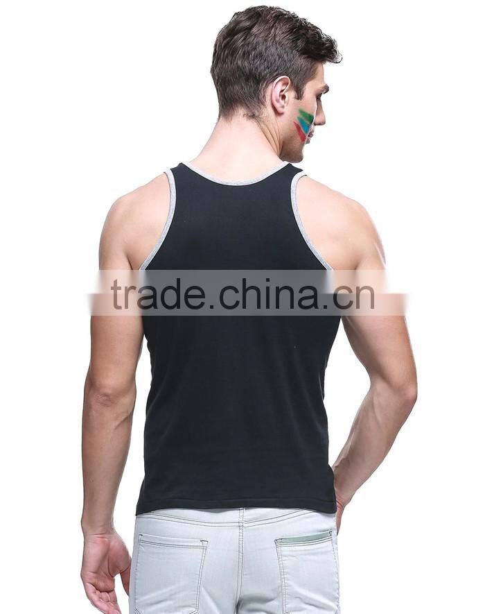 Stretch comfortable black plain sport tank tops