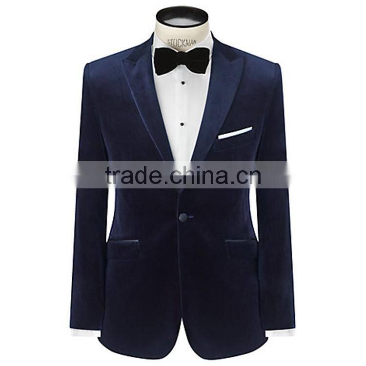 OEM Service High Quality French Trendy Arrow Lapel Single Button Velvet Blazer Coat Pant Suit For Men