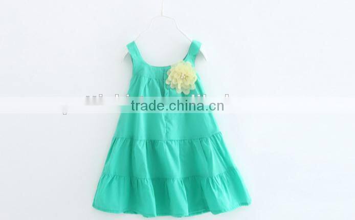 Spring Summer Dress Child Girl Beach Sling Frock Princess Mint Knee Length Frocks