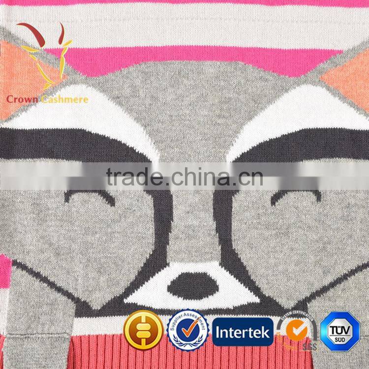 Super Soft Luxury Knitted Cashmere Throw Blanket with Fox Pattern