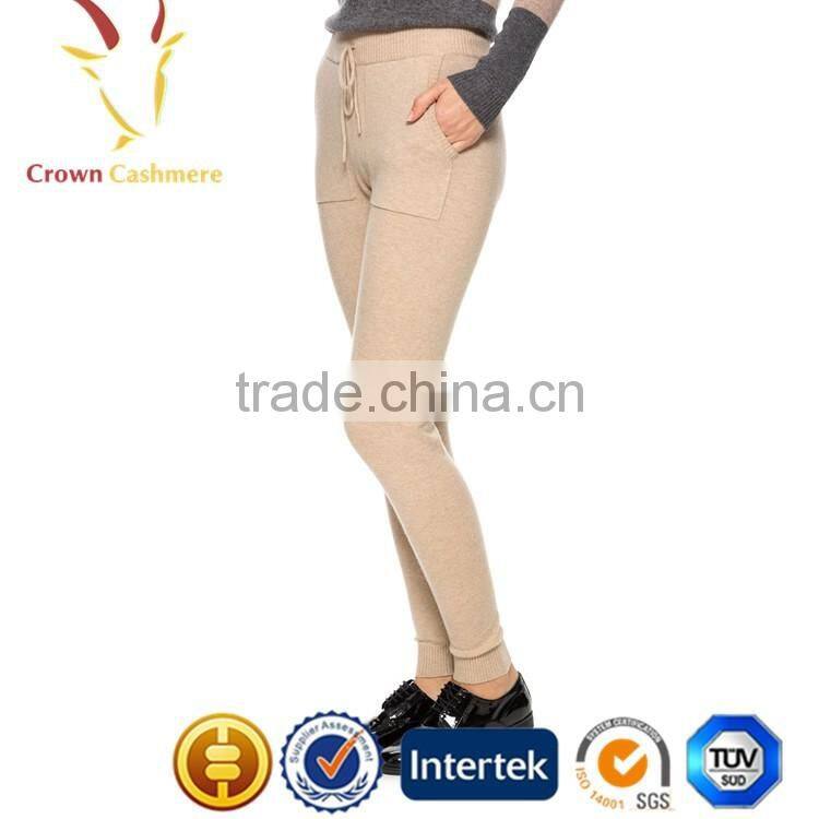 Pure Knitted Cashmere Women Pant Custom Jogger Pants