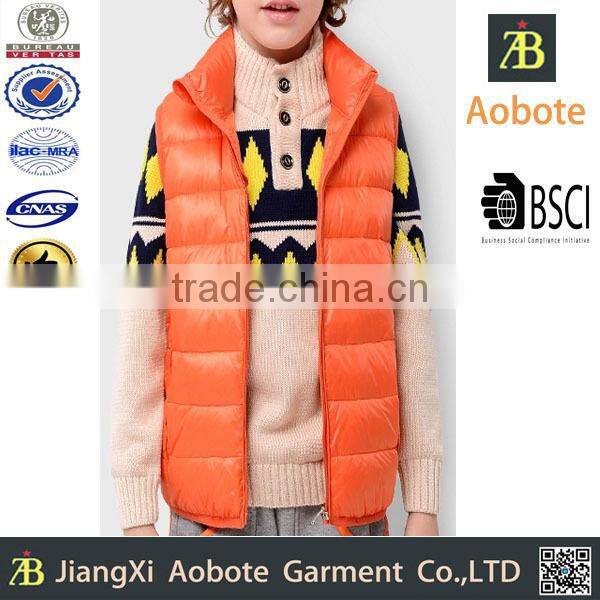 2015 New Fashion Kid's Winter Durable Short Down Vest