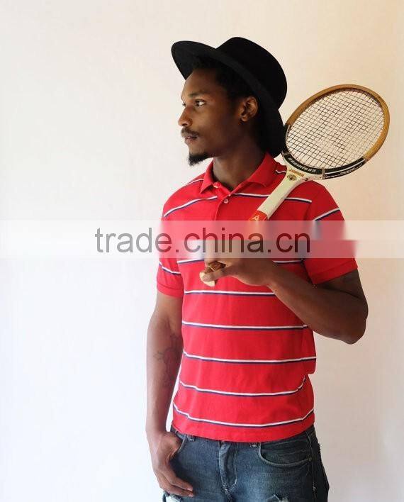 Wholesale Men Clothing In Alibaba Men Red Stripe Knitted Cotton Polo Shirt Men Golf Sport T Shirts