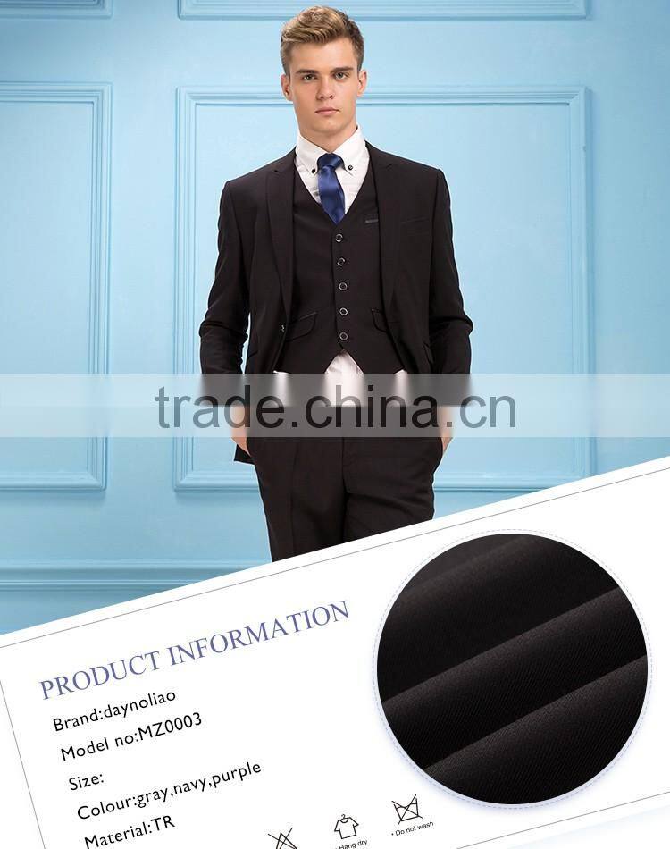 Daynoliao 3 piece Men suits designer slim fit made to measure black navy formal business suits for men