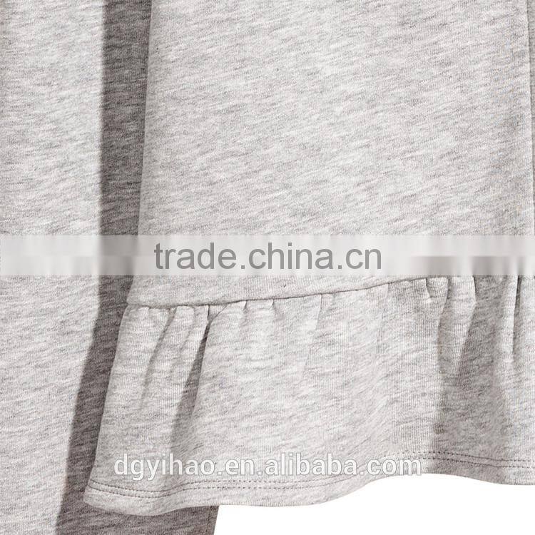 Yihao 2017 Spring Autumn new Long Sleeve Ruffle-hem Hooded sweatshirt hoodie custom logo
