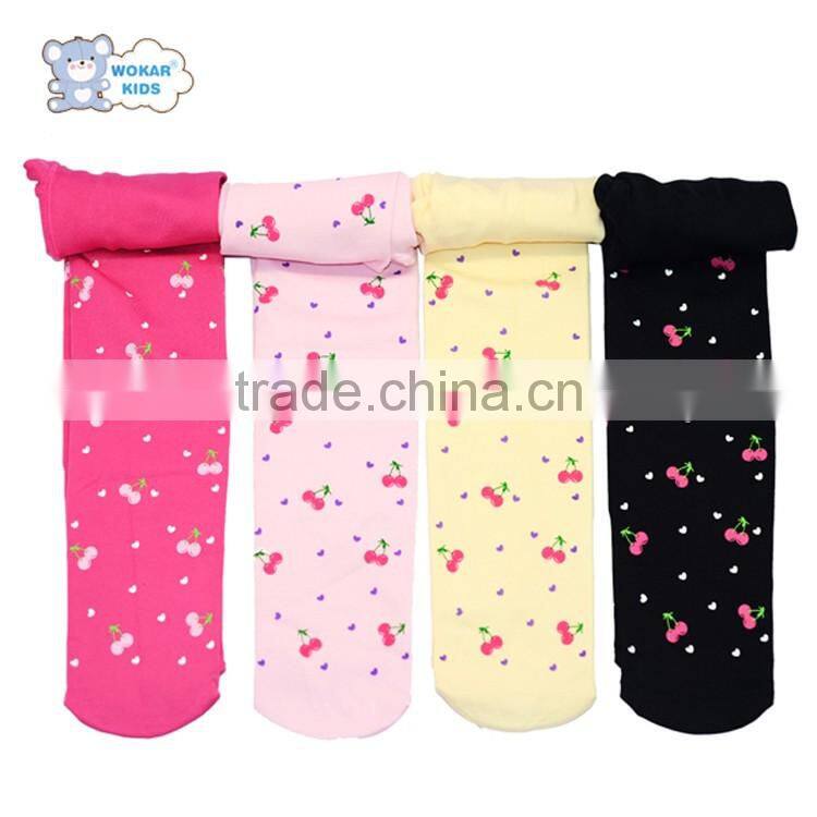 Wholesale cherries printed kids cotton tights