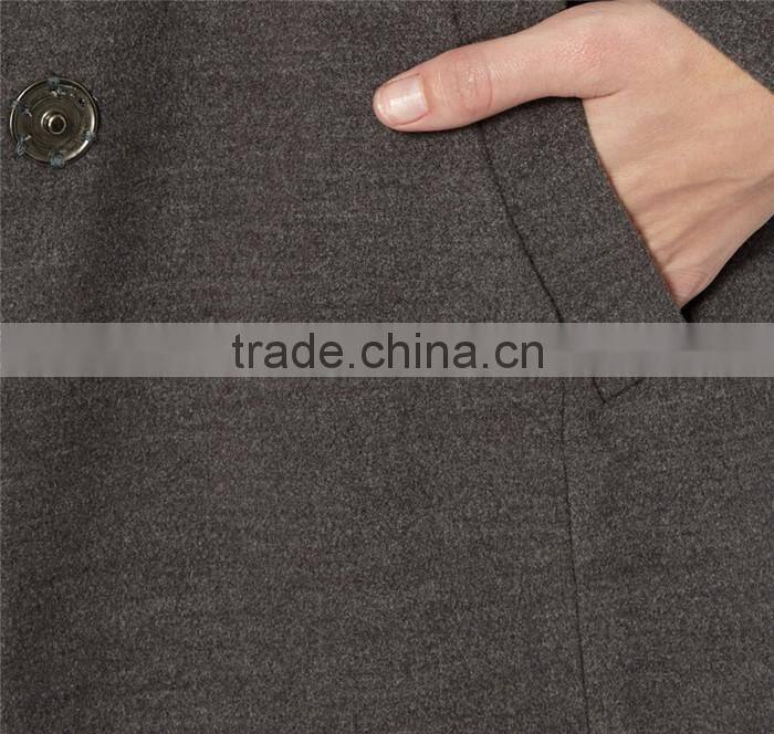 ladies grey single breasted three quarter length vintage winter coat