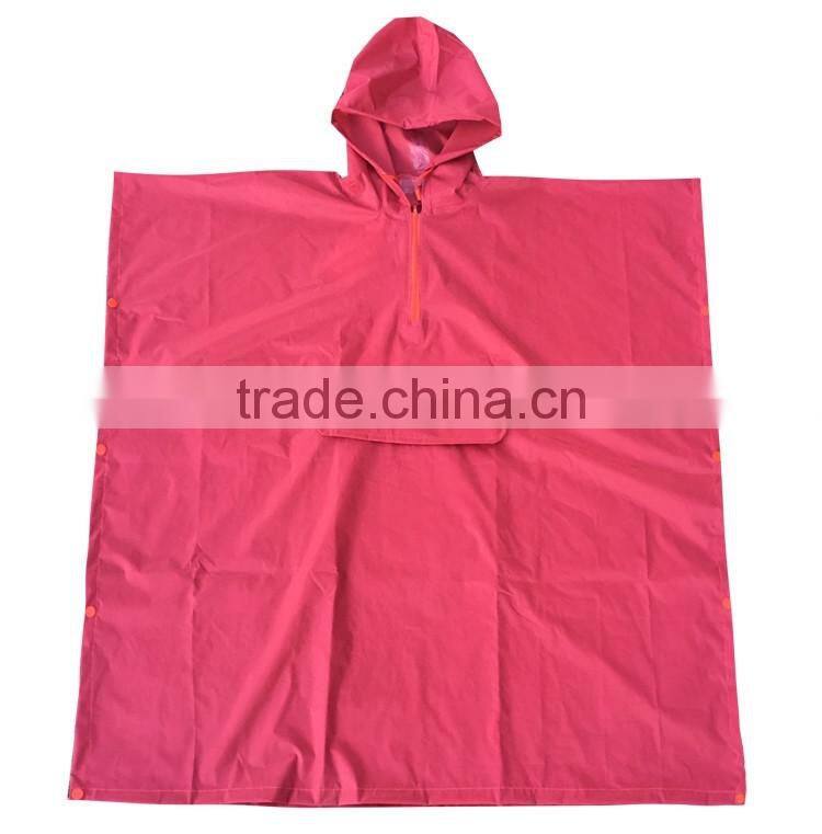 PVC ladies rain wear red adult rain poncho for women