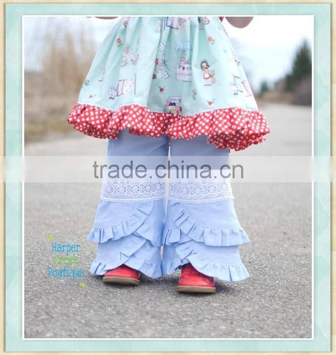 icing ruffle Capri pants girls boutique clothing fall 2016 ruffle pants triple ruffle legging pants 100% cotton solid color usa