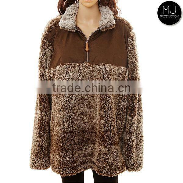 wholesale puffer knitted jersey monogrammed blank youth quarter zip jacket sherpa fleece pullover for women