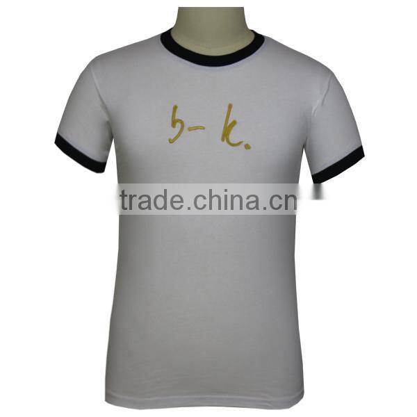 2017 Custom man black white embroidery t-shirts