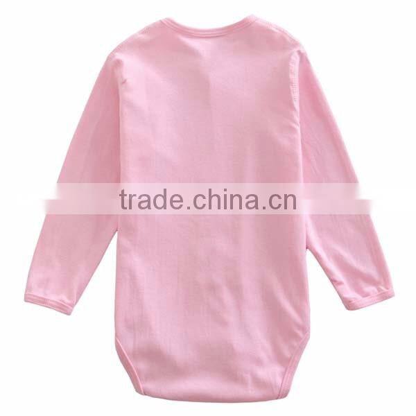 sweet heart pattern solid color 100% cotton baby romper with long sleeve