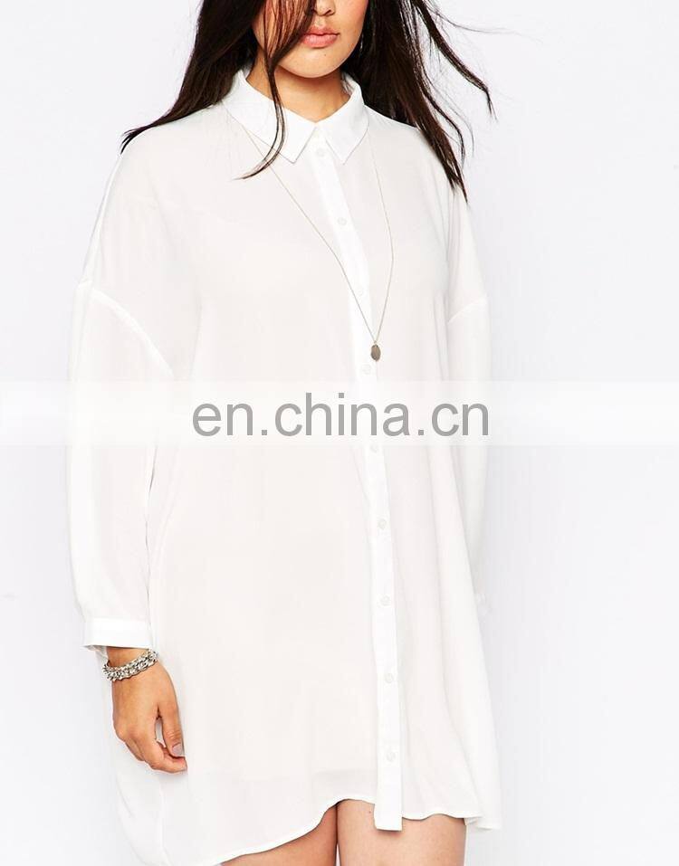 The latest white Oversized Longline chiffon Blouse for women