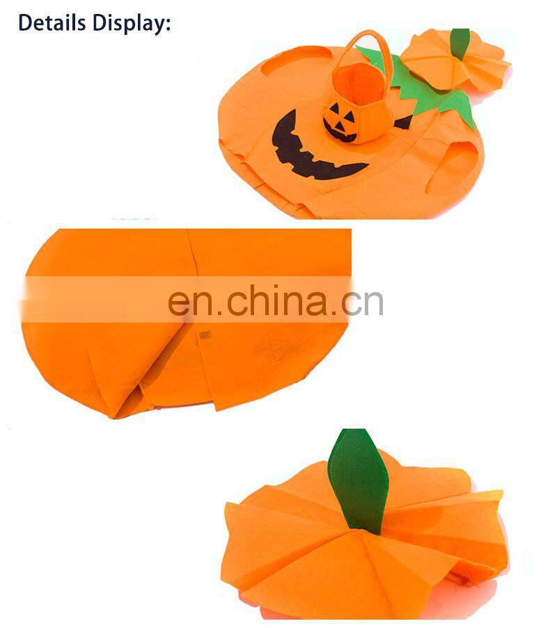 2017 hot wholesale funny simple halloween costumes cute pumpkin costumes with pumpkin bag for kids MFJ-0020