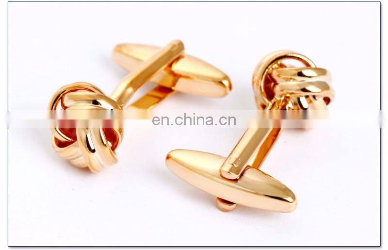 fashion jewelry 18k gold plated cufflinks high end metal knot cufflinks