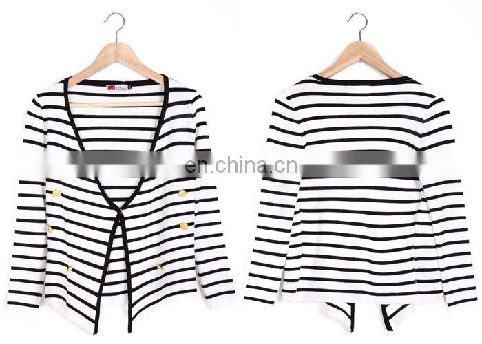 Striped sweater office cardigan long cardigan 2015 women Striped sweater