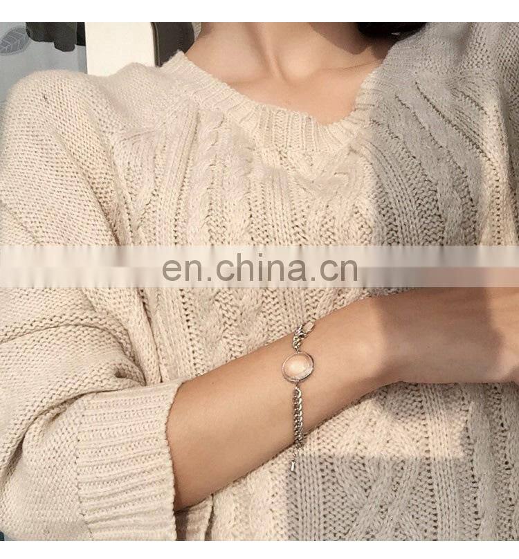 Water Drop Bracelet Simple Transparent Disk Glossy Glass Bead Bracelet