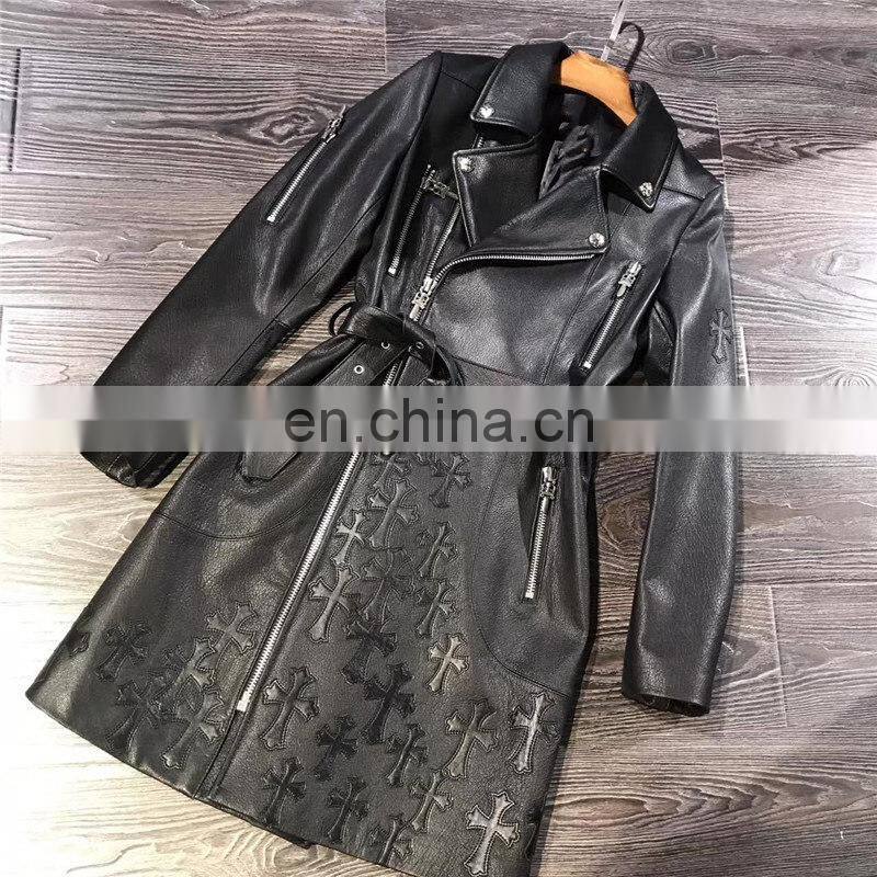 Wholesale New Product Sheep Skin Leather Coats Fashion Genuine Long Leather Coat