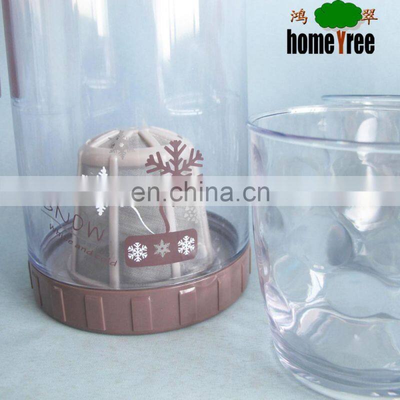 1600ml Snowflake Pattern Plastic Water Jug With Strainer And Side Handle Pouring Jug For 4 Person