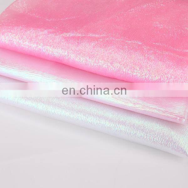 latest design new style decoration performance dress polyester fabric shiny rainbow organza