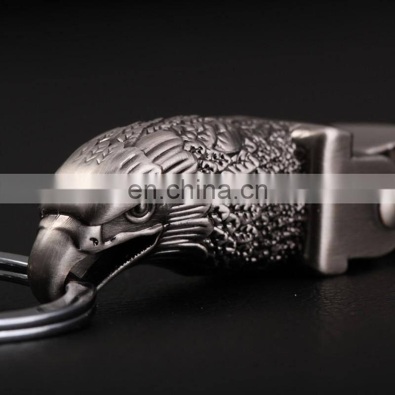 Luxurious Goshawk Head Leather Keychain, Custom Logo Leather Keychain