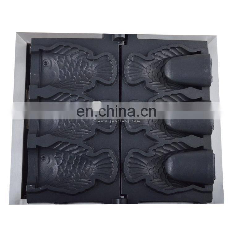 Nonstick Commercial Electric Taiyaki Waffle Maker/ Japanese Open Mouth Fish Ice Cream Taiyaki Machine