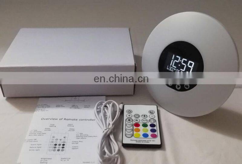 Remote control USB sunlight Wake Up FM Radio And Snooze Function Smart LED Alarm Desk & Table Clocks