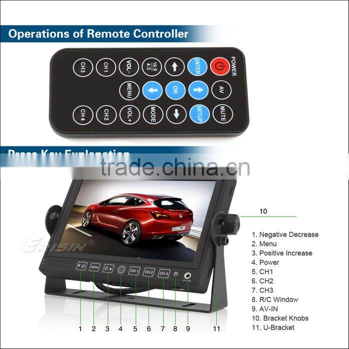 Erisin ES322 7" Car TFT LCD Monitor with 2 Video Audio Input