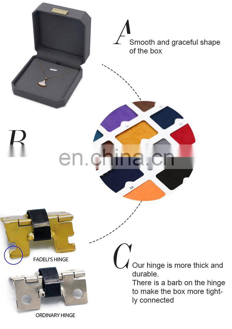 Custom Logo Wholesale Luxury Octagonal Shape Gray Microfiber Pendant Box