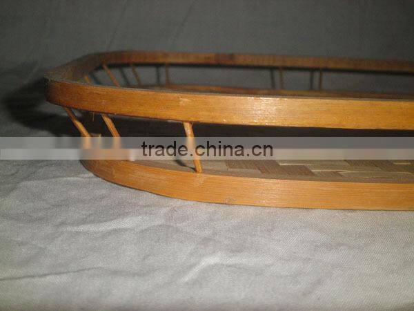 handwoven natural flat bamboo tray