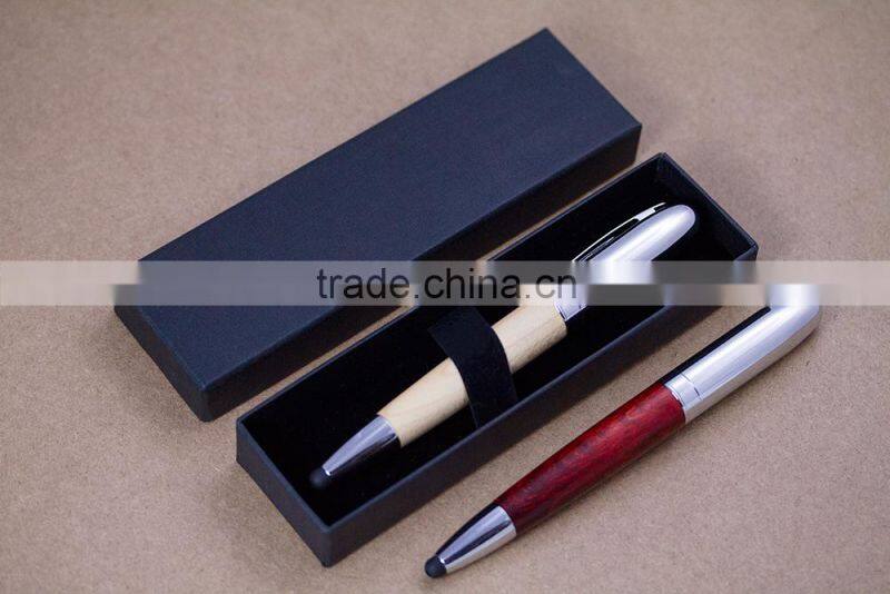 Promotional pen , Wooden pen drive with stylus touch pen and ballpoint pen , best writing instruments Christmas gift